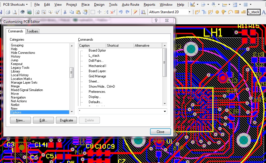 Customizing tools and menus in Altium